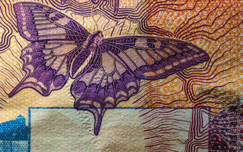 Macro detail of 20 Swiss Francs