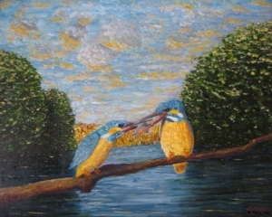 Bird couple, oil on canvas