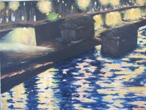 Seine at night, oil on canvas