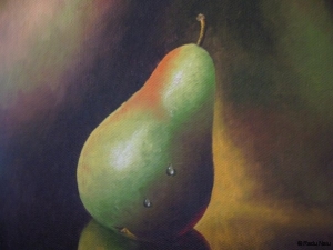 Still life with pear, oil on canvas