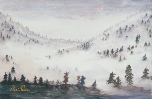 Misty Mountains, water color on cotton paper