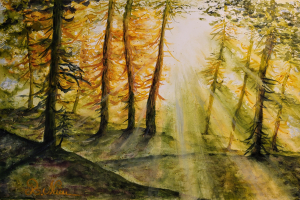 Mystic Forest, water color on cotton paper