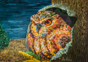 Owl from out of space, oil on canvas