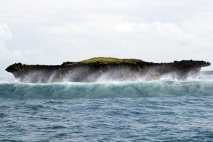 Waves breaking on limestone