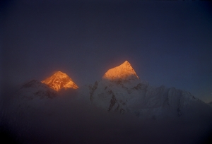 Everest and Nuptse at sunset